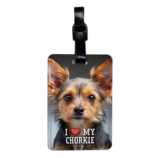 I Love My Chorkie Dog Heart Travel Faux Leather Luggage Tag