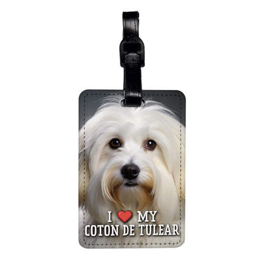 I Love My Coton De Tulear Dog Heart Travel Faux Leather Luggage Tag