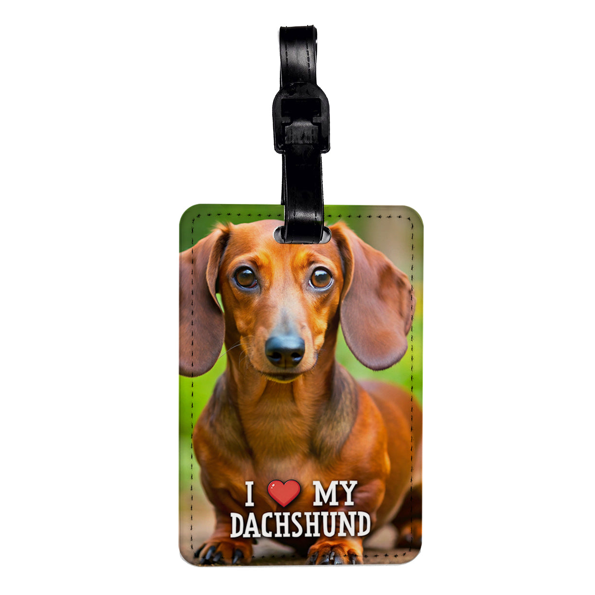 I Love My Dachshund Dog Heart Travel Faux Leather Luggage Tag