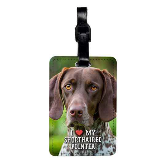 I Love My German Shorthaired Pointer Dog Heart Travel Faux Leather Luggage Tag