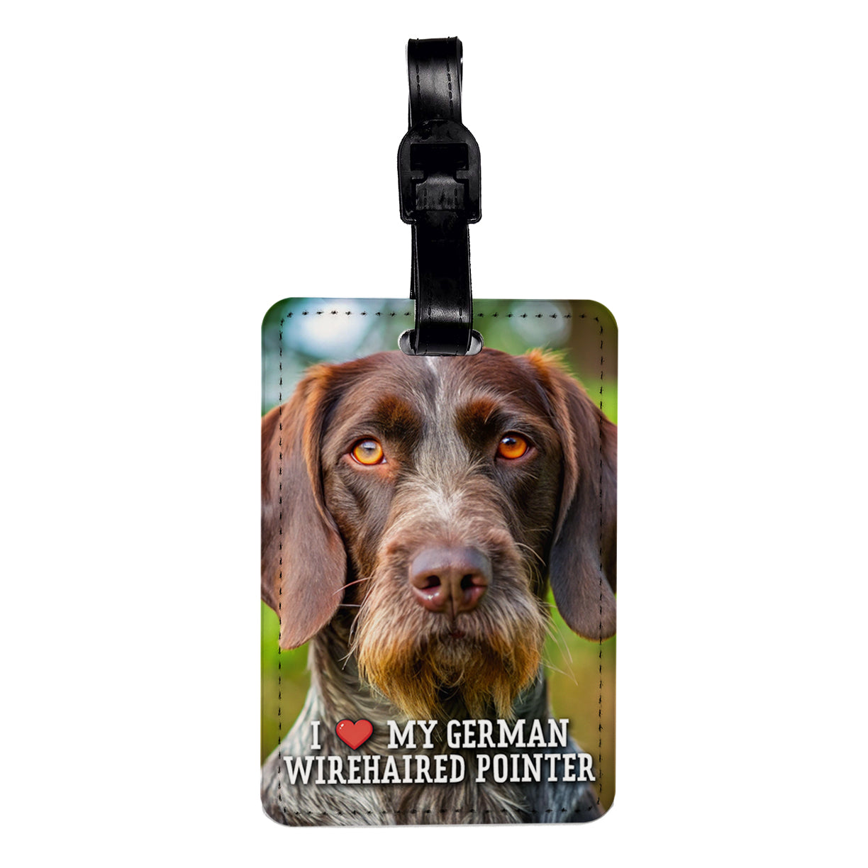 I Love My German Wirehaired Pointer Dog Heart Travel Faux Leather Luggage Tag