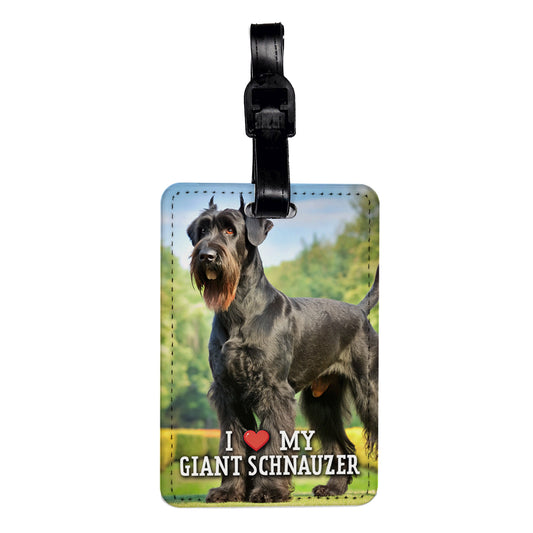 I Love My Giant Schnauzer Dog Heart Travel Faux Leather Luggage Tag