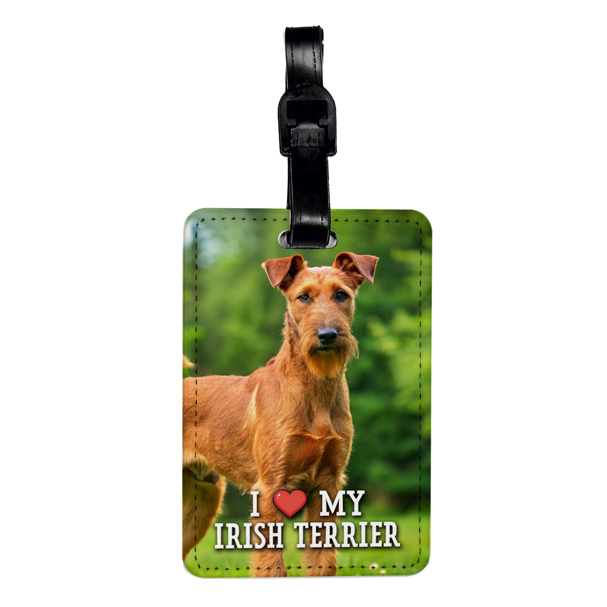 I Love My Irish Terrier Dog Heart Travel Faux Leather Luggage Tag