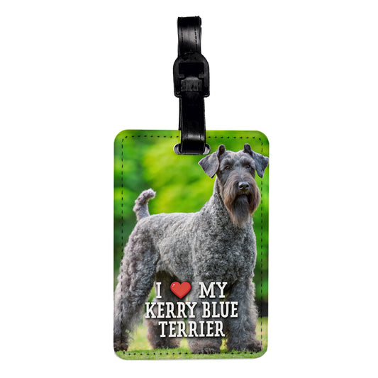 I Love My Kerry Blue Terrier Dog Heart Travel Faux Leather Luggage Tag