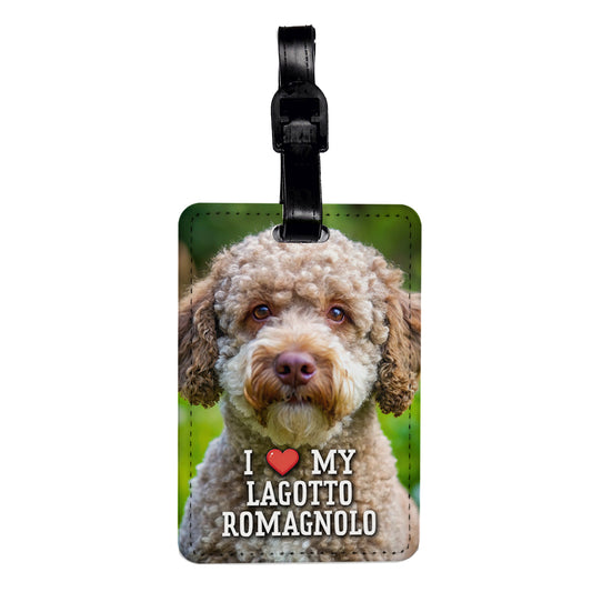 I Love My Lagotto Romagnolo Dog Heart Travel Faux Leather Luggage Tag