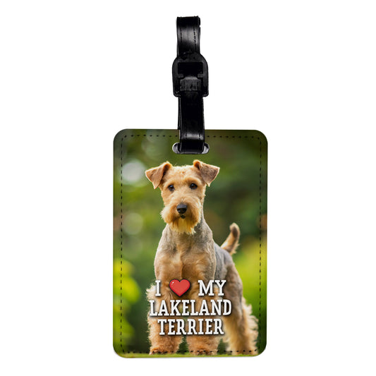 I Love My Lakeland Terrier Dog Heart Travel Faux Leather Luggage Tag