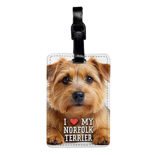 I Love My Norfolk Terrier Dog Heart Travel Faux Leather Luggage Tag