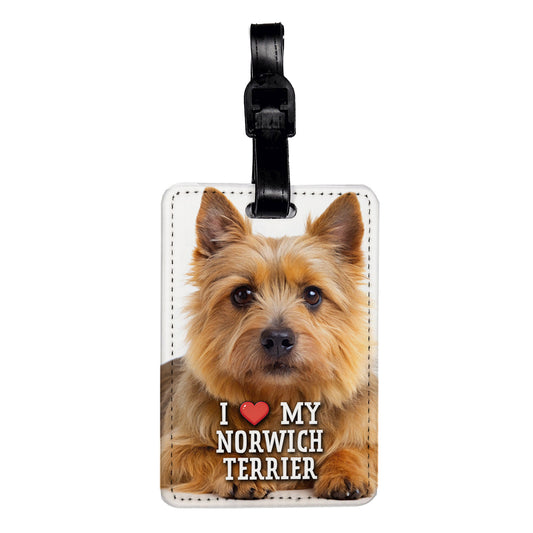 I Love My Norwich Terrier Dog Heart Travel Faux Leather Luggage Tag
