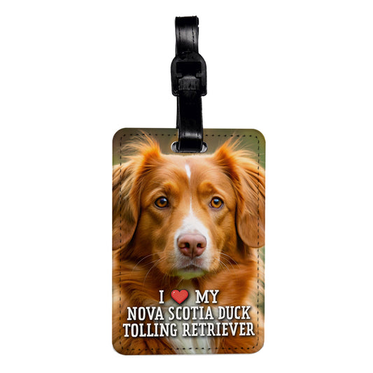 I Love My Nova Scotia Duck Tolling Retriever Dog Heart Travel Faux Leather Luggage Tag