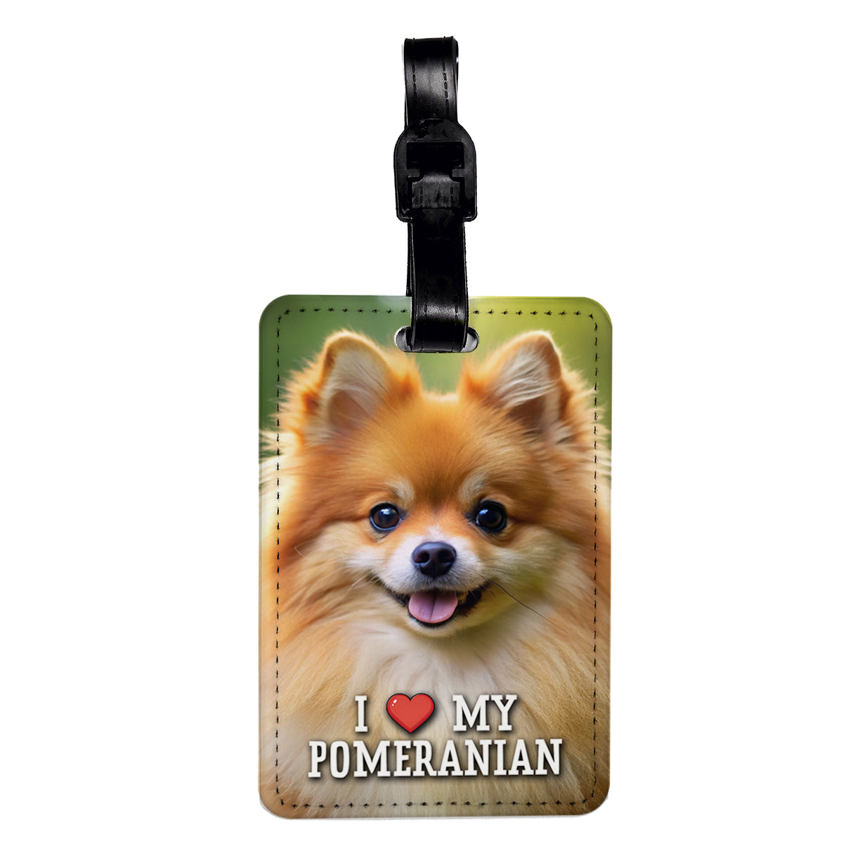 I Love My Pomeranian Dog Heart Travel Faux Leather Luggage Tag
