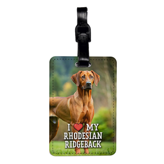 I Love My Rhodesian Ridgeback Dog Heart Travel Faux Leather Luggage Tag