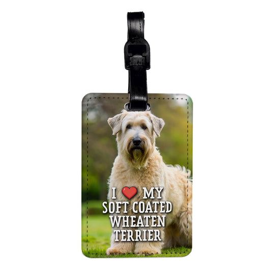 I Love My Soft Coated Wheaten Terrier Dog Heart Travel Faux Leather Luggage Tag