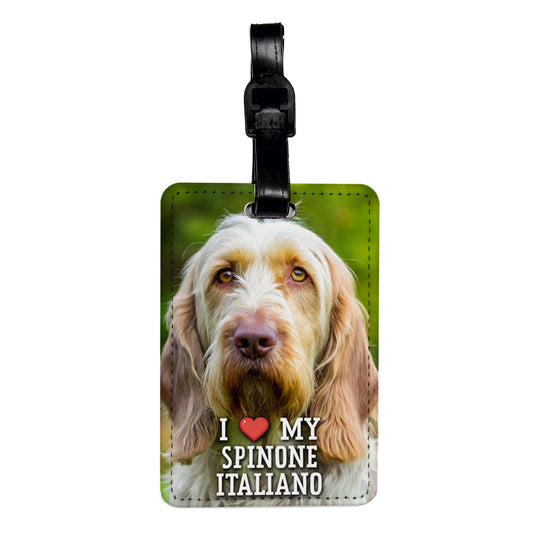 I Love My Spinone Italiano Dog Heart Travel Faux Leather Luggage Tag