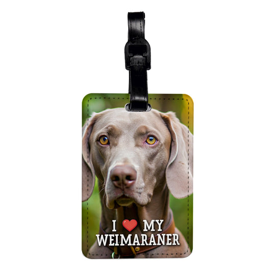 I Love My Weimaraner Dog Heart Travel Faux Leather Luggage Tag