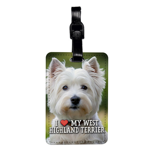 I Love My West Highland Terrier Dog Heart Travel Faux Leather Luggage Tag