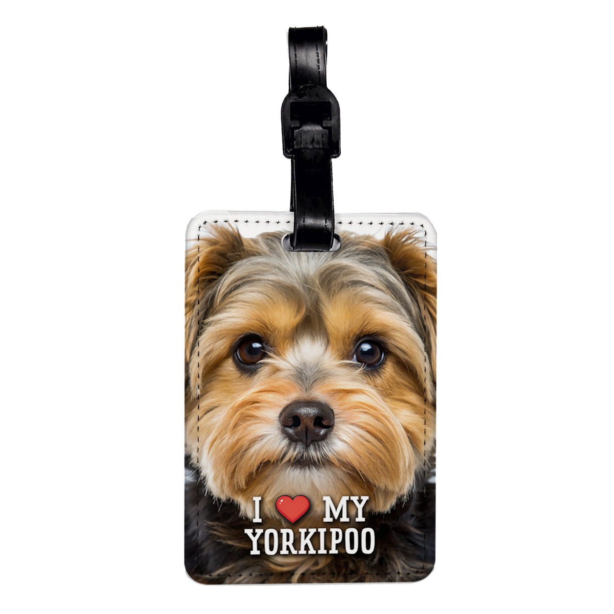 I Love My Yorkipoo Dog Heart Travel Faux Leather Luggage Tag
