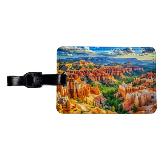 Bryce Canyon National Park Utah Watercolor Style Travel Faux Leather Luggage Tag