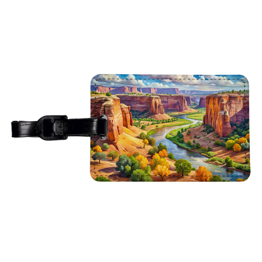 Canyon de Chelly National Monument Arizona Watercolor Style Travel Faux Leather Luggage Tag