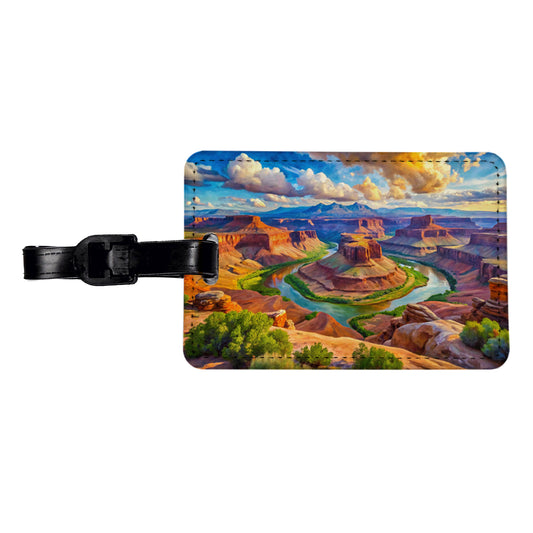 Canyonlands National Park Utah Watercolor Style Travel Faux Leather Luggage Tag