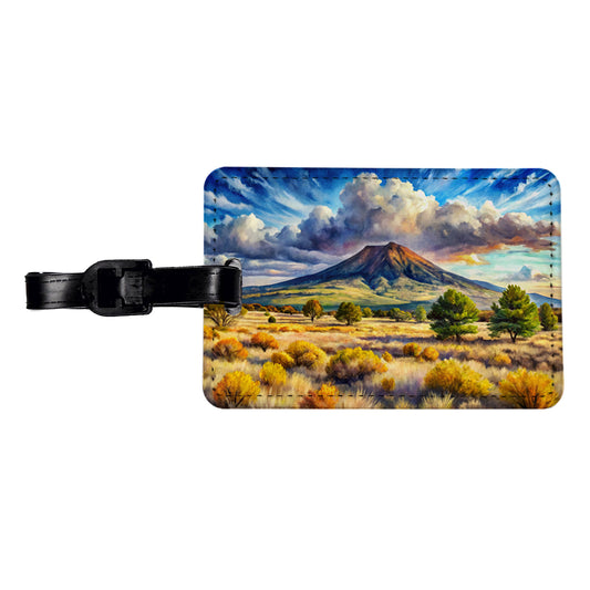 Capulin Volcano National Monument New Mexico Watercolor Style Travel Faux Leather Luggage Tag
