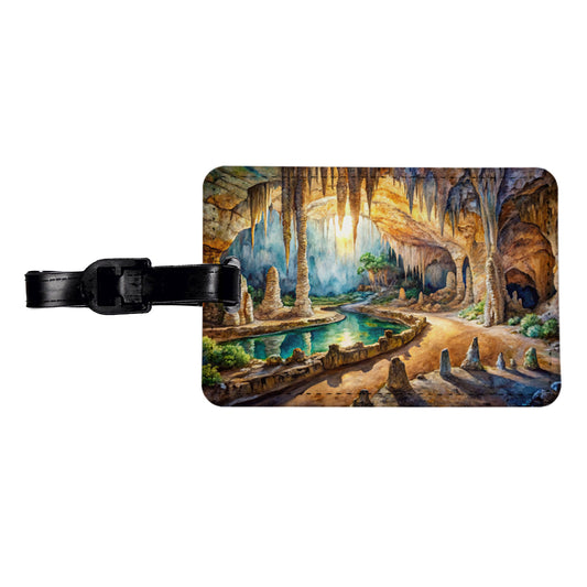 Carlsbad Caverns National Park New Mexico Watercolor Style Travel Faux Leather Luggage Tag