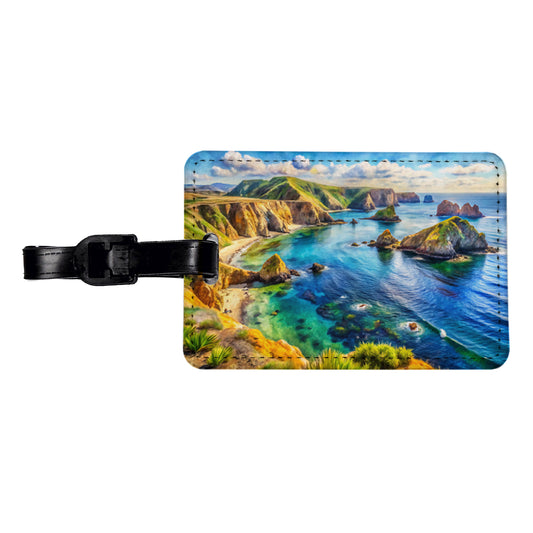 Channel Islands National Park California Watercolor Style Travel Faux Leather Luggage Tag