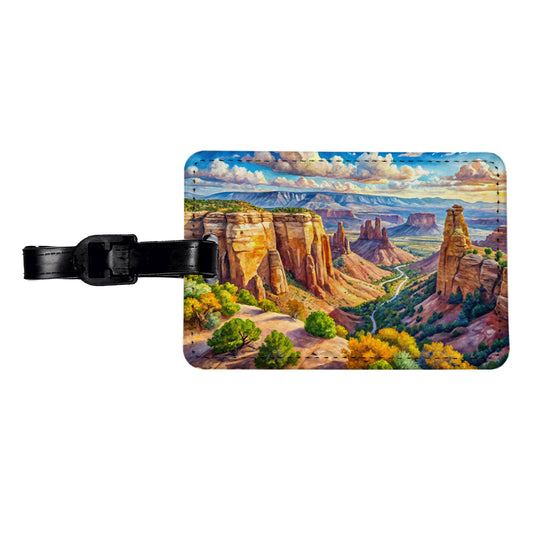 Colorado National Monument Colorado Watercolor Style Travel Faux Leather Luggage Tag