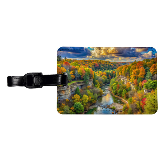 Cuyahoga Valley National Park Ohio Watercolor Style Travel Faux Leather Luggage Tag