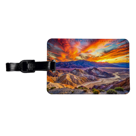 Death Valley National Park California Watercolor Style Travel Faux Leather Luggage Tag
