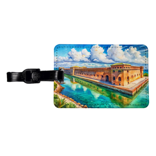 Dry Tortugas National Park Florida Watercolor Style Travel Faux Leather Luggage Tag