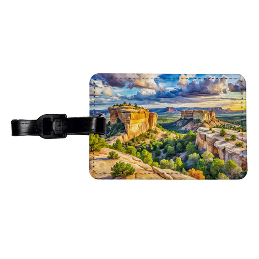 El Malpais National Monument New Mexico Watercolor Style Travel Faux Leather Luggage Tag