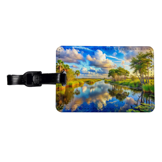 Everglades National Park Florida Watercolor Style Travel Faux Leather Luggage Tag