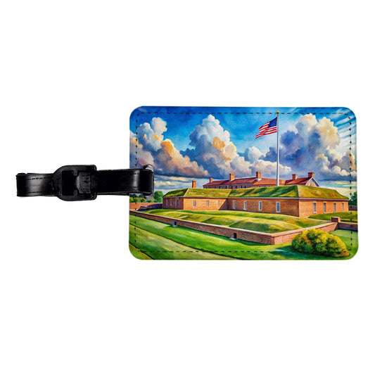 Fort McHenry National Monument Maryland Watercolor Style Travel Faux Leather Luggage Tag