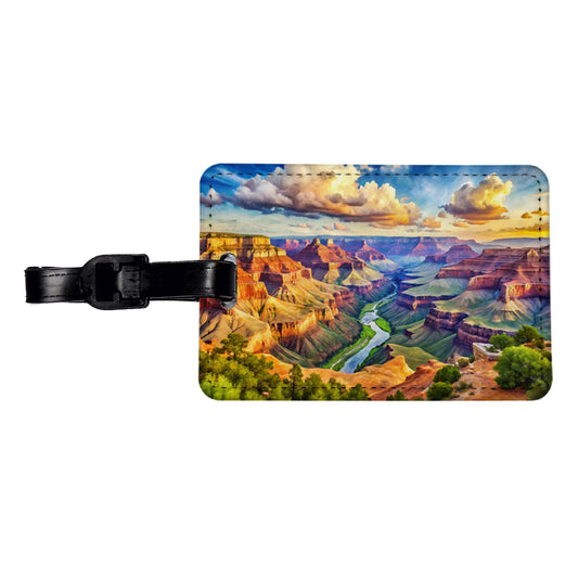 Grand Canyon National Park Arizona Watercolor Style Travel Faux Leather Luggage Tag