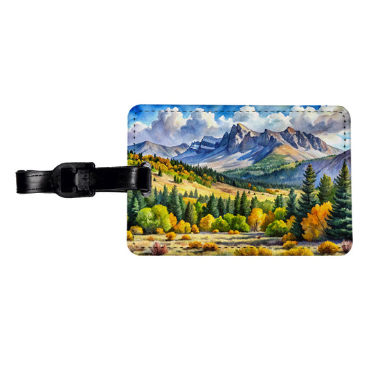 Great Basin National Park Nevada Watercolor Style Travel Faux Leather Luggage Tag