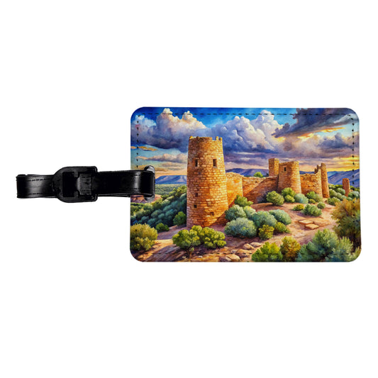 Hovenweep National Monument Colorado, Utah Watercolor Style Travel Faux Leather Luggage Tag
