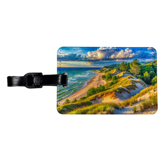 Indiana Dunes National Park Indiana Watercolor Style Travel Faux Leather Luggage Tag