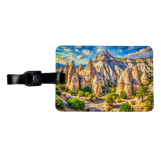 Kasha - Katuwe Tent Rocks National Monument New Mexico Watercolor Style Travel Faux Leather Luggage Tag