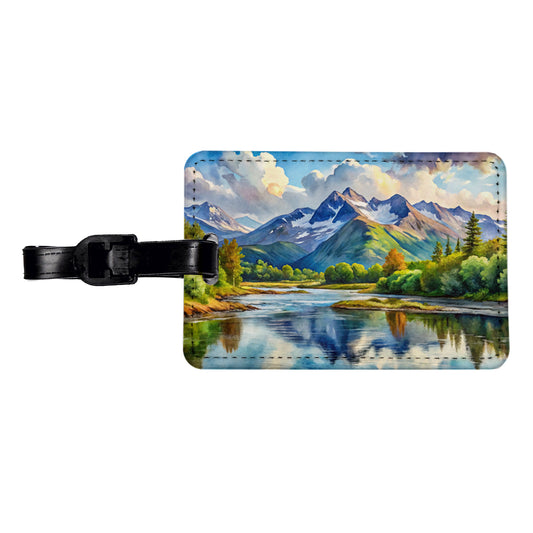 Katmai National Park Alaska Watercolor Style Travel Faux Leather Luggage Tag