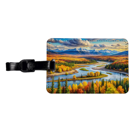 Kobuk Valley National Park Alaska Watercolor Style Travel Faux Leather Luggage Tag