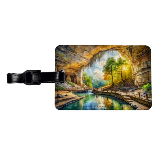 Mammoth Cave National Park Kentucky Watercolor Style Travel Faux Leather Luggage Tag