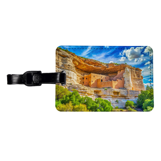 Montezuma Castle National Monument Arizona Watercolor Style Travel Faux Leather Luggage Tag