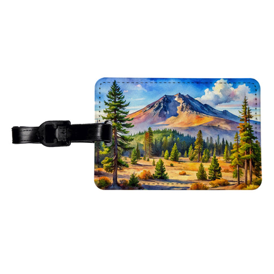 Newberry Volcanic National Monument Oregon Watercolor Style Travel Faux Leather Luggage Tag