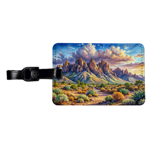 Organ Mountains-Desert Peaks National Monument New Mexico Watercolor Style Travel Faux Leather Luggage Tag
