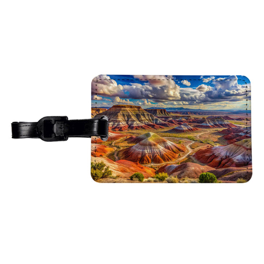 Petrified Forest National Park Arizona Watercolor Style Travel Faux Leather Luggage Tag