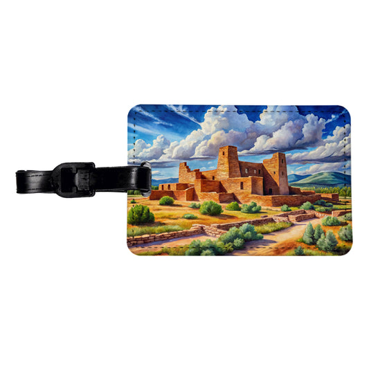Salinas Pueblo Missions National Monument New Mexico Watercolor Style Travel Faux Leather Luggage Tag