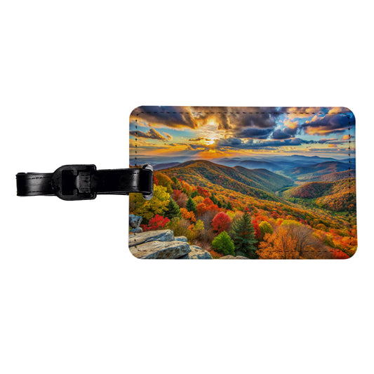 Shenandoah National Park Virginia Watercolor Style Travel Faux Leather Luggage Tag