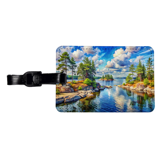 Voyageurs National Park Minnesota Watercolor Style Travel Faux Leather Luggage Tag