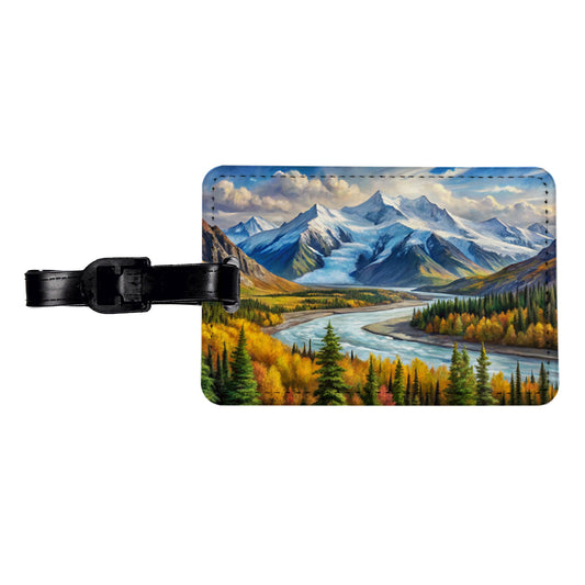 Wrangell - St. Elias National Park Alaska Watercolor Style Travel Faux Leather Luggage Tag