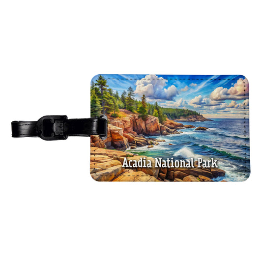 Acadia National Park Maine Travel Faux Leather Luggage Tag